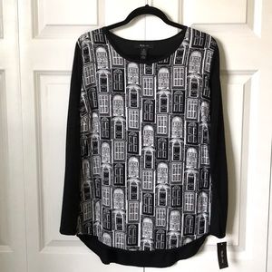 STYLE & CO GRAPHIC PRINT LONG SLEEVED TUNIC
